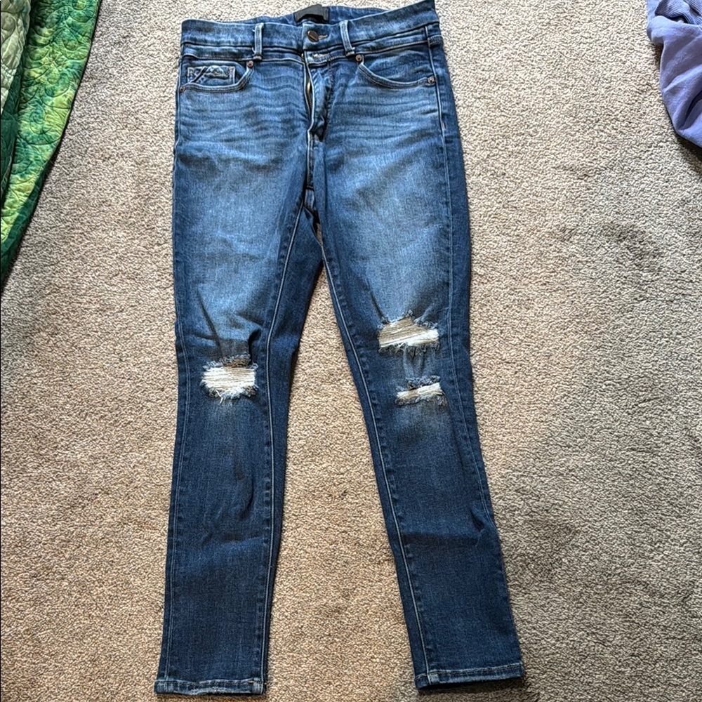 Women's Distressed Blue Jeans